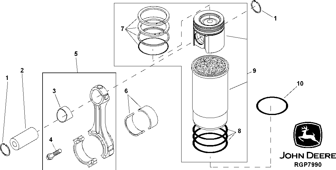 Схема запчастей John Deere 30CLC - 49 - 4803 PISTON/CONNECTING ROD/CYLINDER LINER 0400A 6081HT002 6081HT002 6081HT002