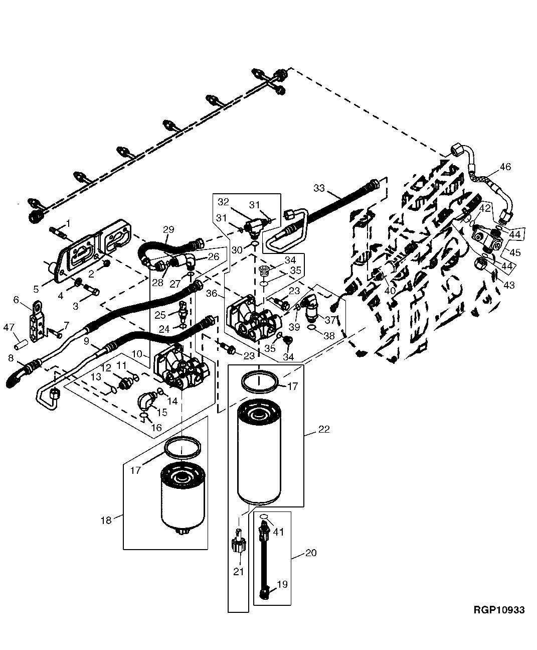 Схема запчастей John Deere 30CLC - 72 - 3501, 3515 Fuel Filter and Lines 0400A 6081HT002 6081HT002 6081HT002