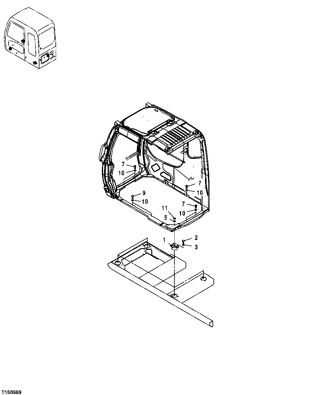 Схема запчастей John Deere 30CLC - 208 - CAB MOUNTING 1810 OPERATOR ENCLOSURE