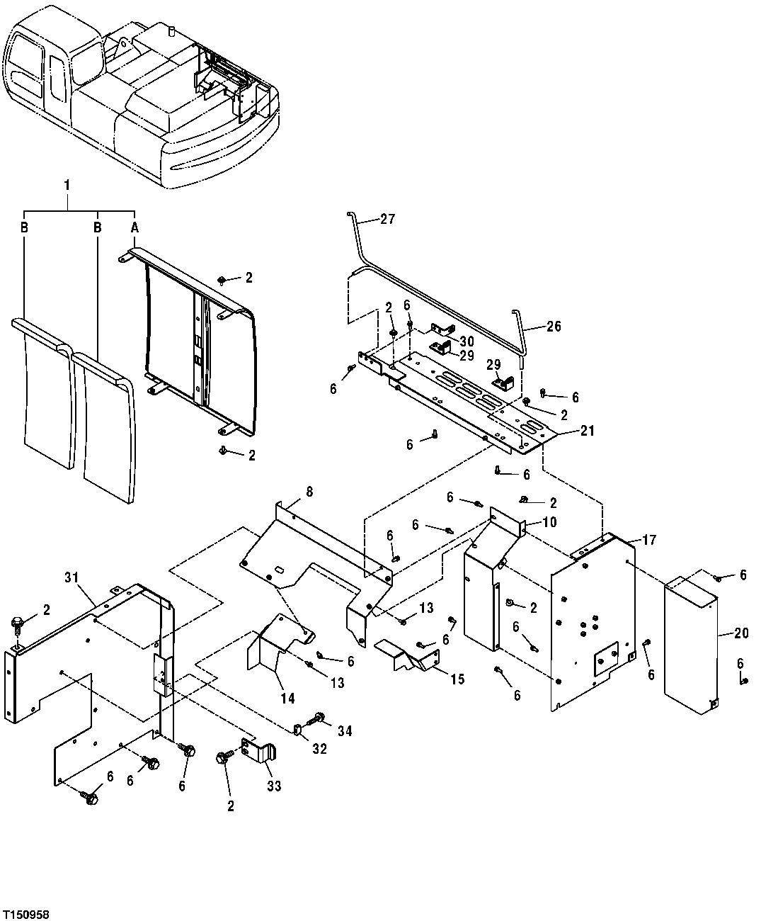 Схема запчастей John Deere 30CLC - 247 - COVER (HYDRAULIC PUMP COMPARTMENT) 1910 HOOD OR ENGINE ENCLOSURE