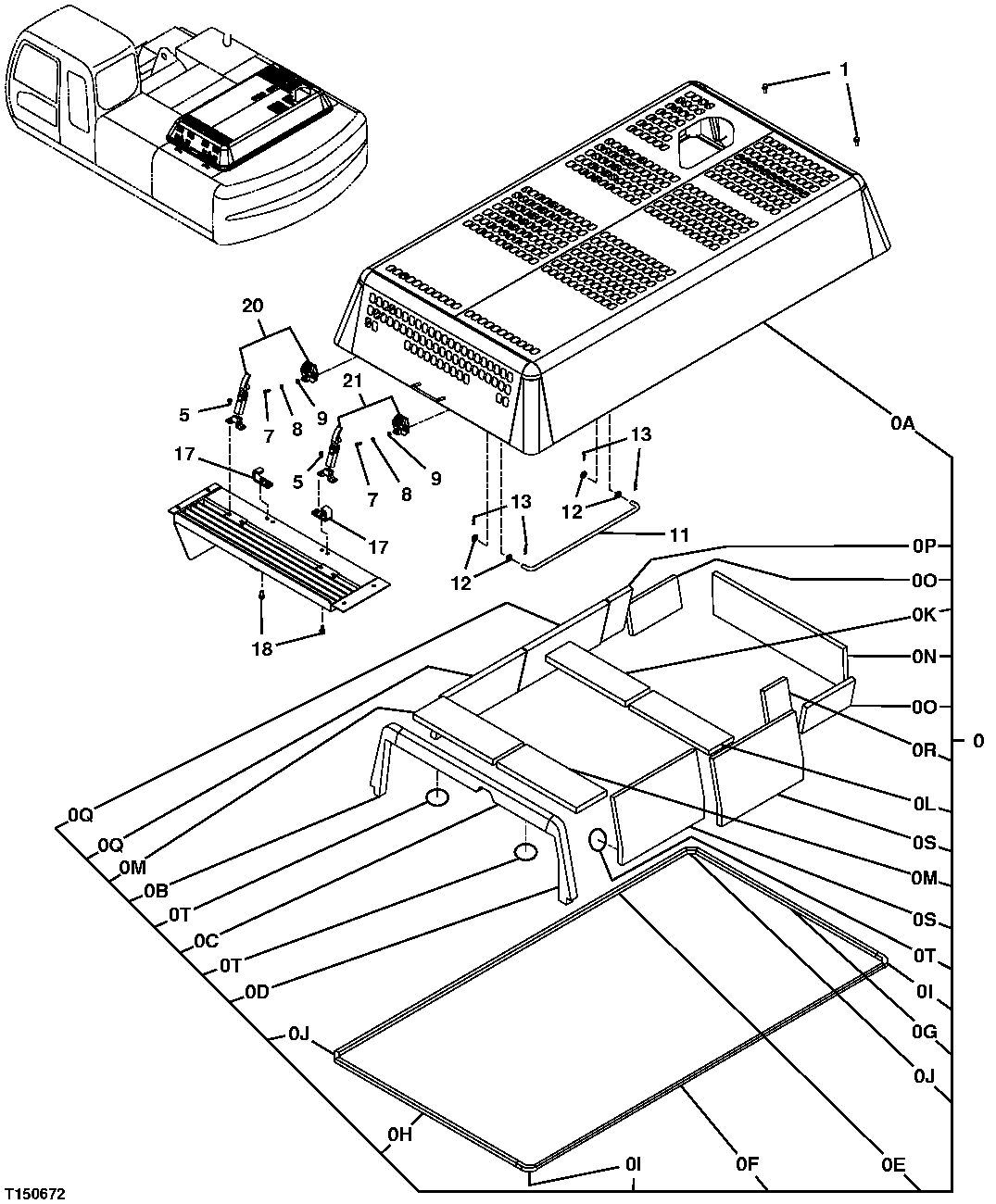 Схема запчастей John Deere 30CLC - 248 - ENGINE COVER (HOOD) 1910 HOOD OR ENGINE ENCLOSURE