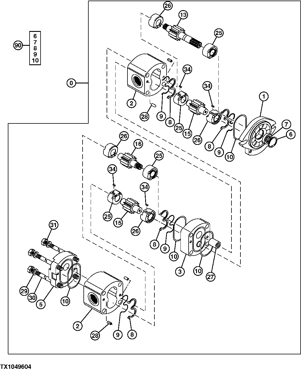 Схема запчастей John Deere 30CLC - 263 - AUXILIARY LOW FLOW PILOT PUMP 2160 VEHICLE HYDRAULICS