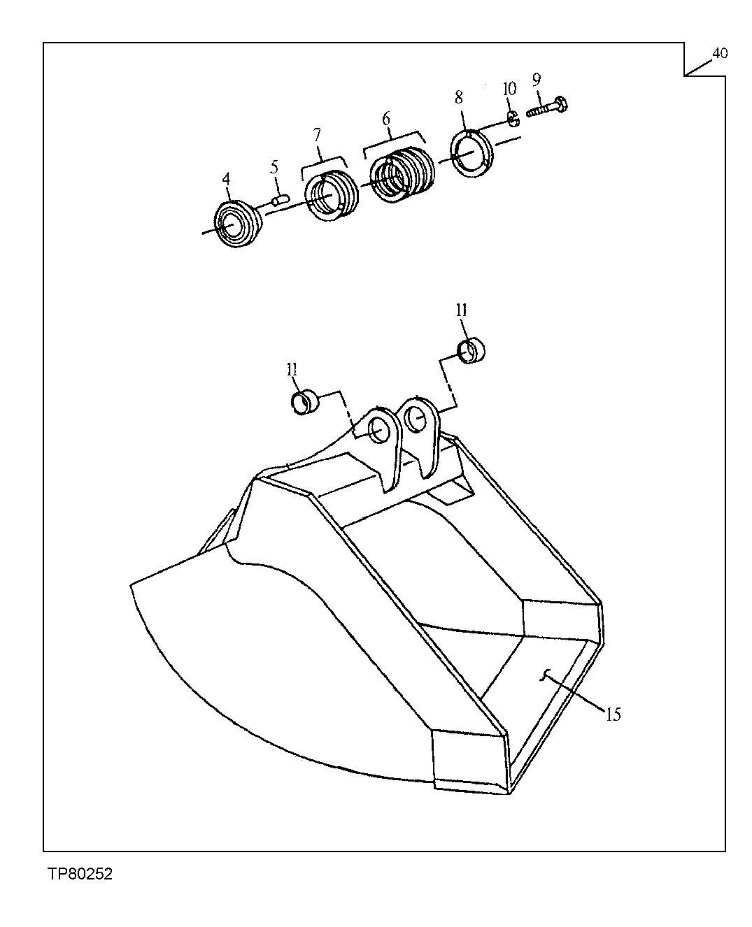 Схема запчастей John Deere 30CLC - 283 - DITCH CLEANING BUCKET (84 INCH) 3302 BUCKET WITH TEETH