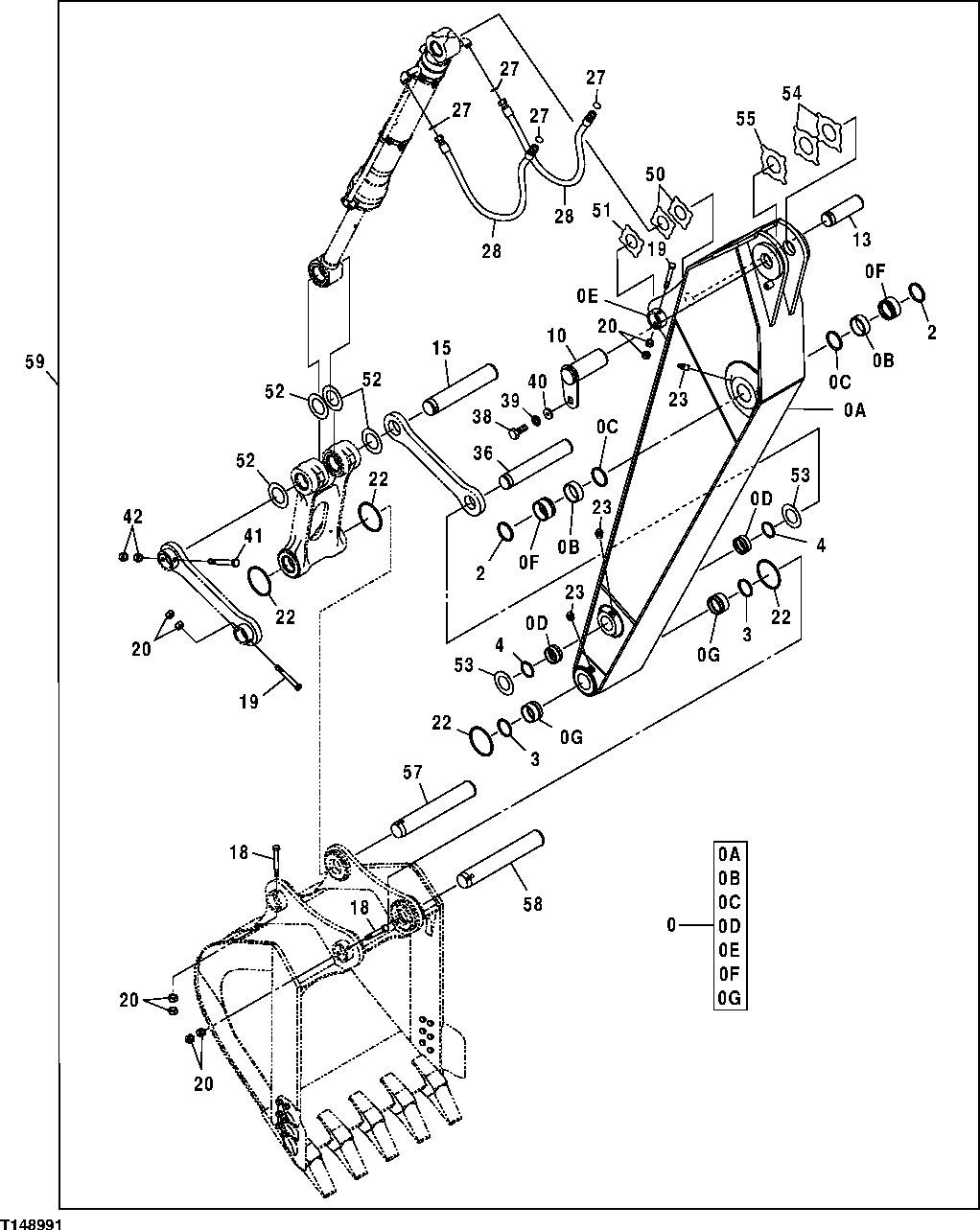 Схема запчастей John Deere 30CLC - 311 - STANDARD ARM 3.2M 3340 EXCAVATOR FRAMES