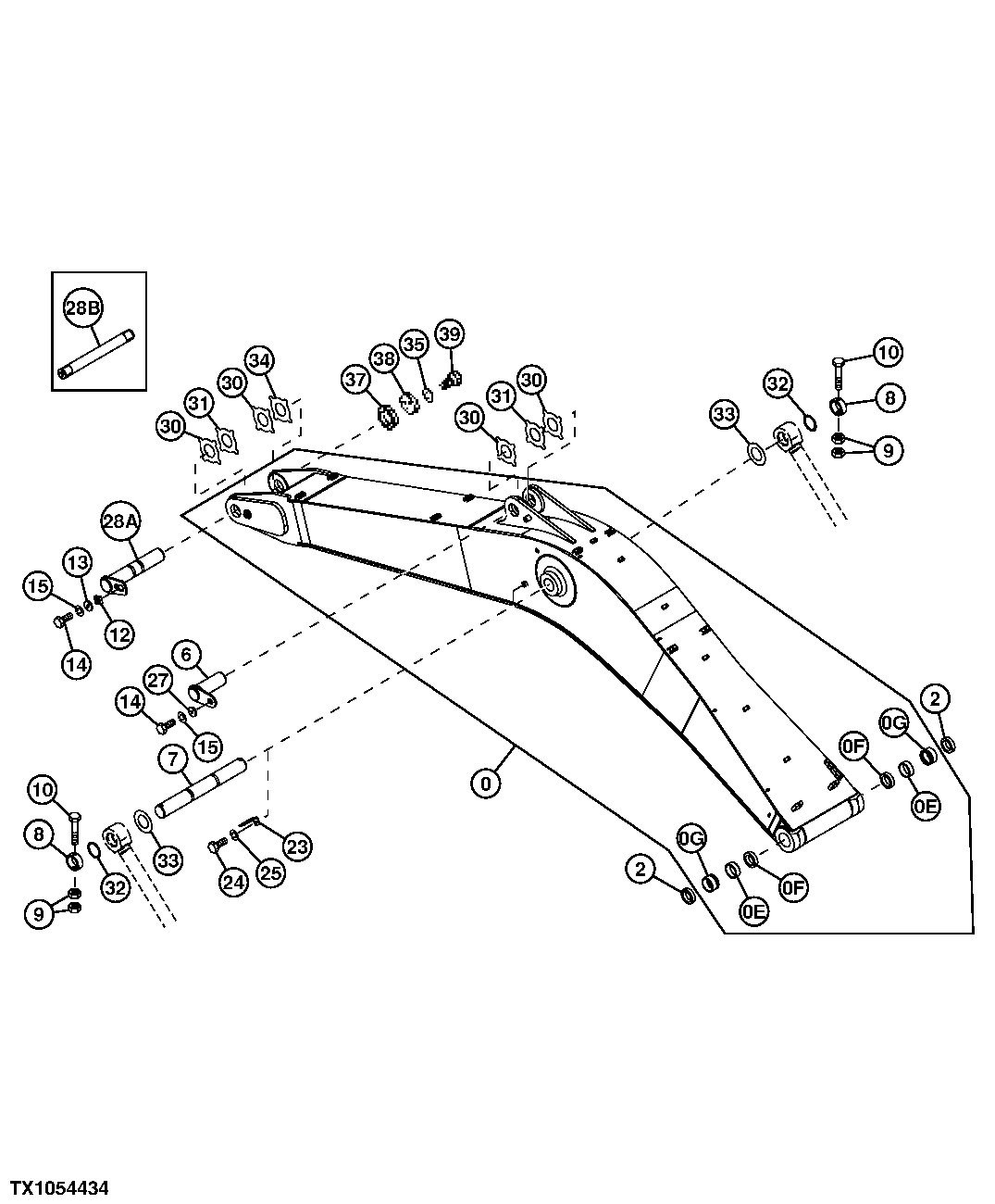 Схема запчастей John Deere 30CLC - 318 - BOOM 3344 BOOM
