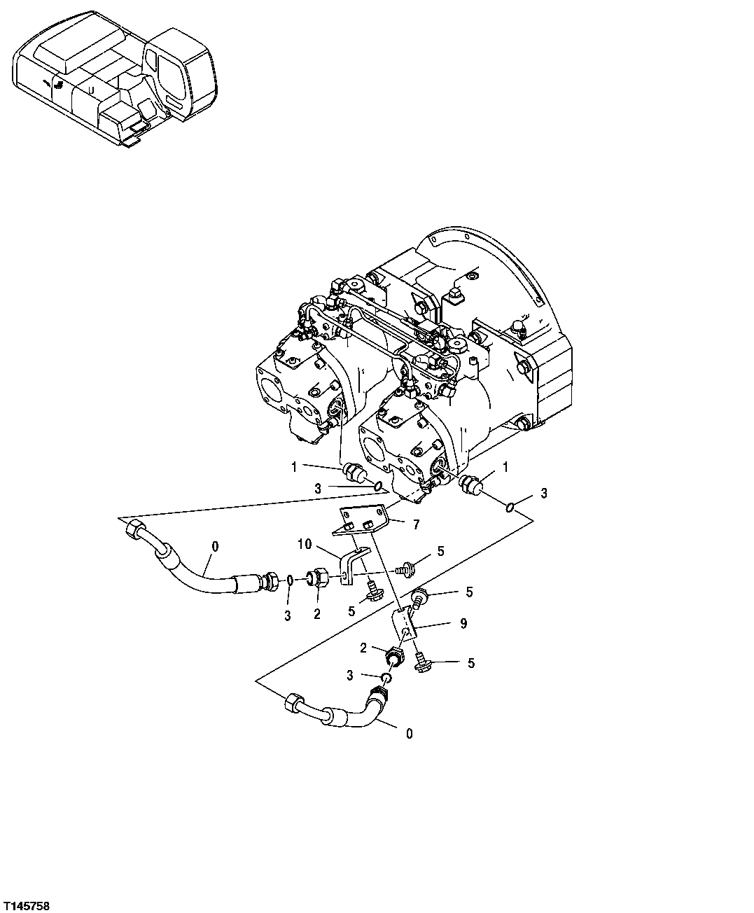 Схема запчастей John Deere 30CLC - 329 - ATTENUATOR HOSES 3360 HYDRAULIC SYSTEM
