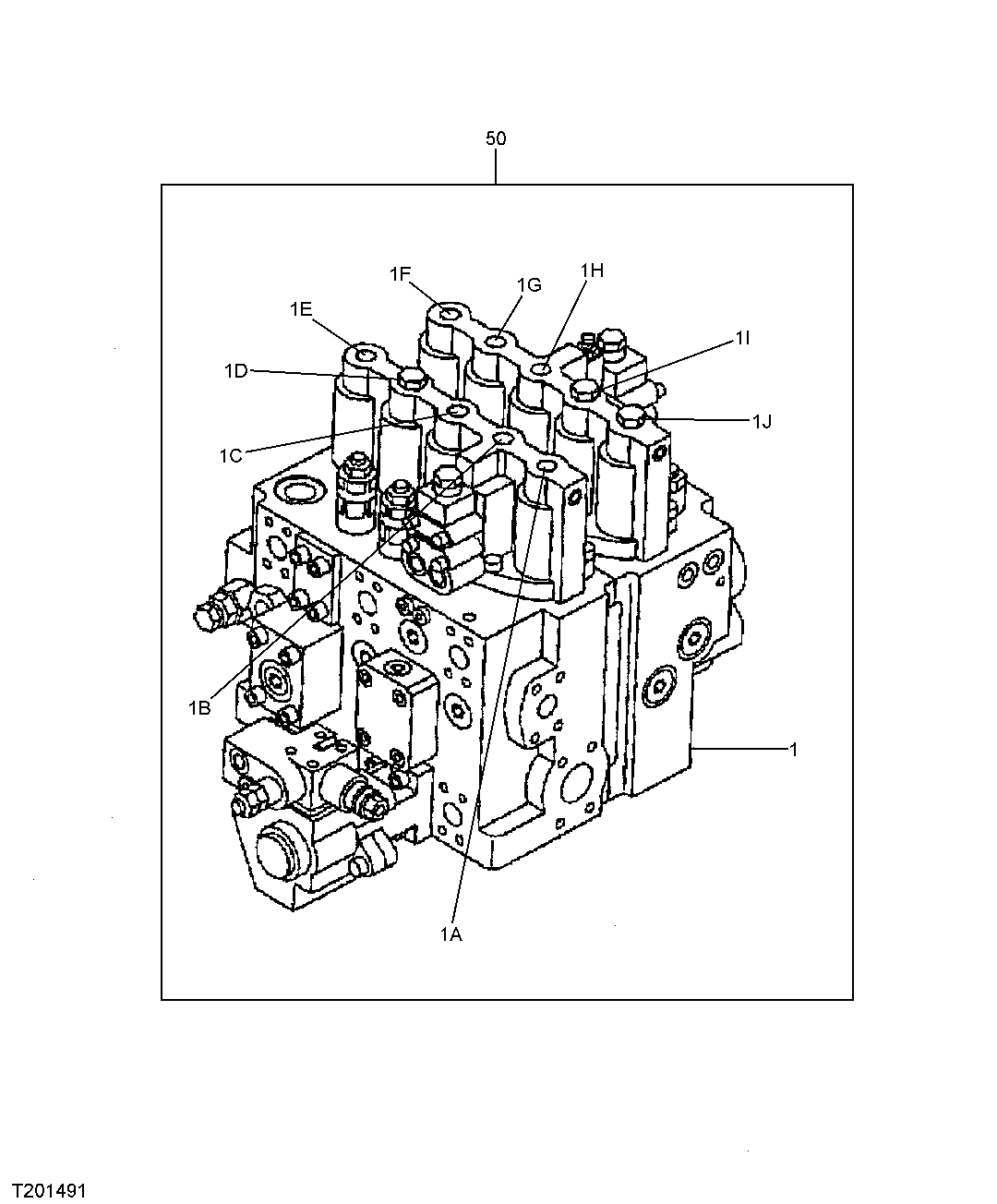 Схема запчастей John Deere 30CLC - 331 - CONTROL VALVE, SUPER LONG FRONT (330CLC) 3360 HYDRAULIC SYSTEM