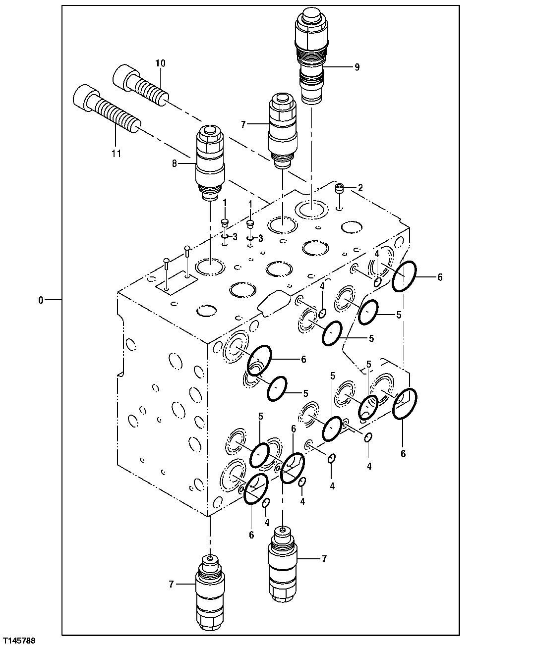 Схема запчастей John Deere 30CLC - 337 - Control Valve Components (Four Spool Side) 3360 HYDRAULIC SYSTEM