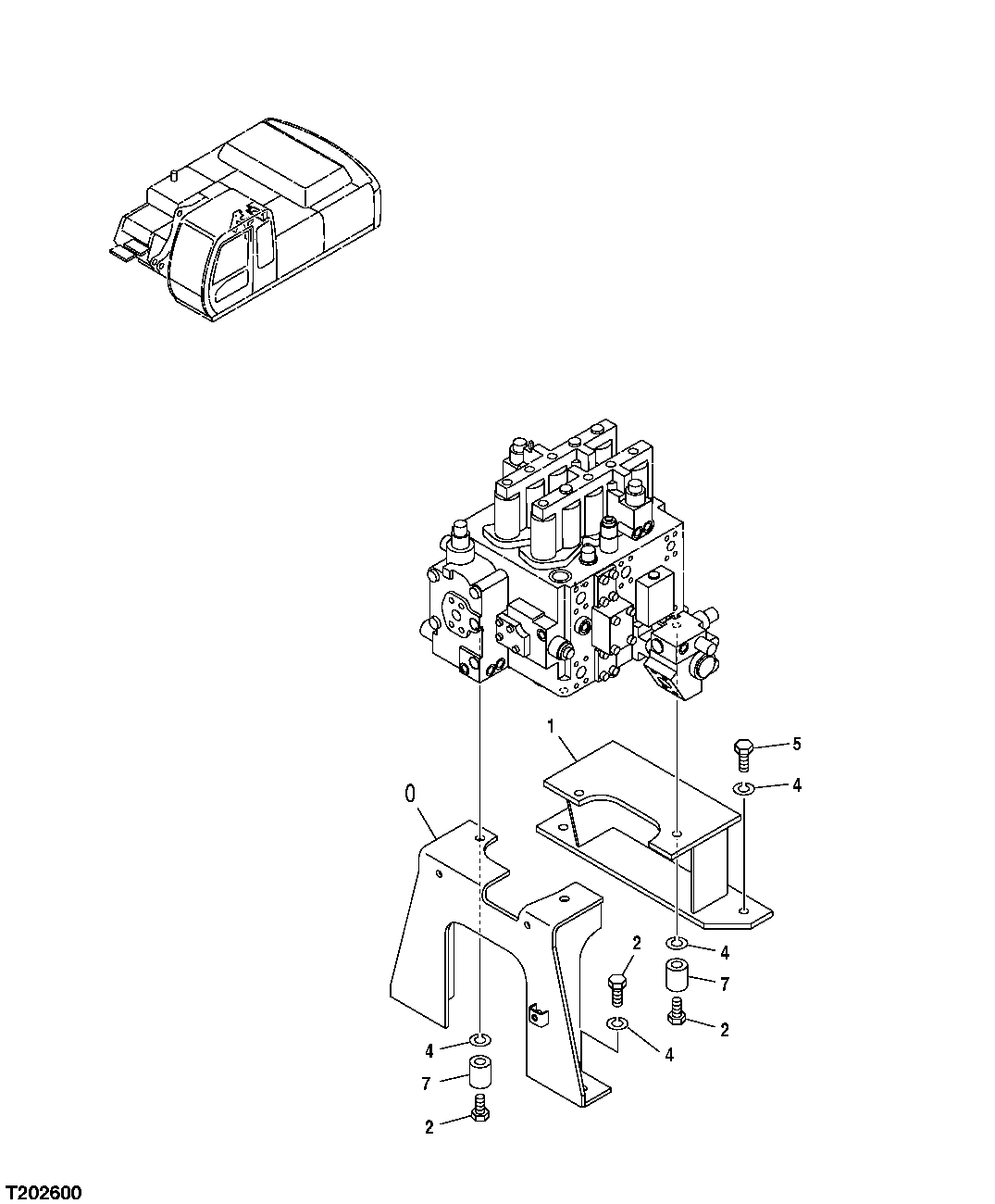 Схема запчастей John Deere 30CLC - 338 - CONTROL VALVE SUPPORT 3360 HYDRAULIC SYSTEM