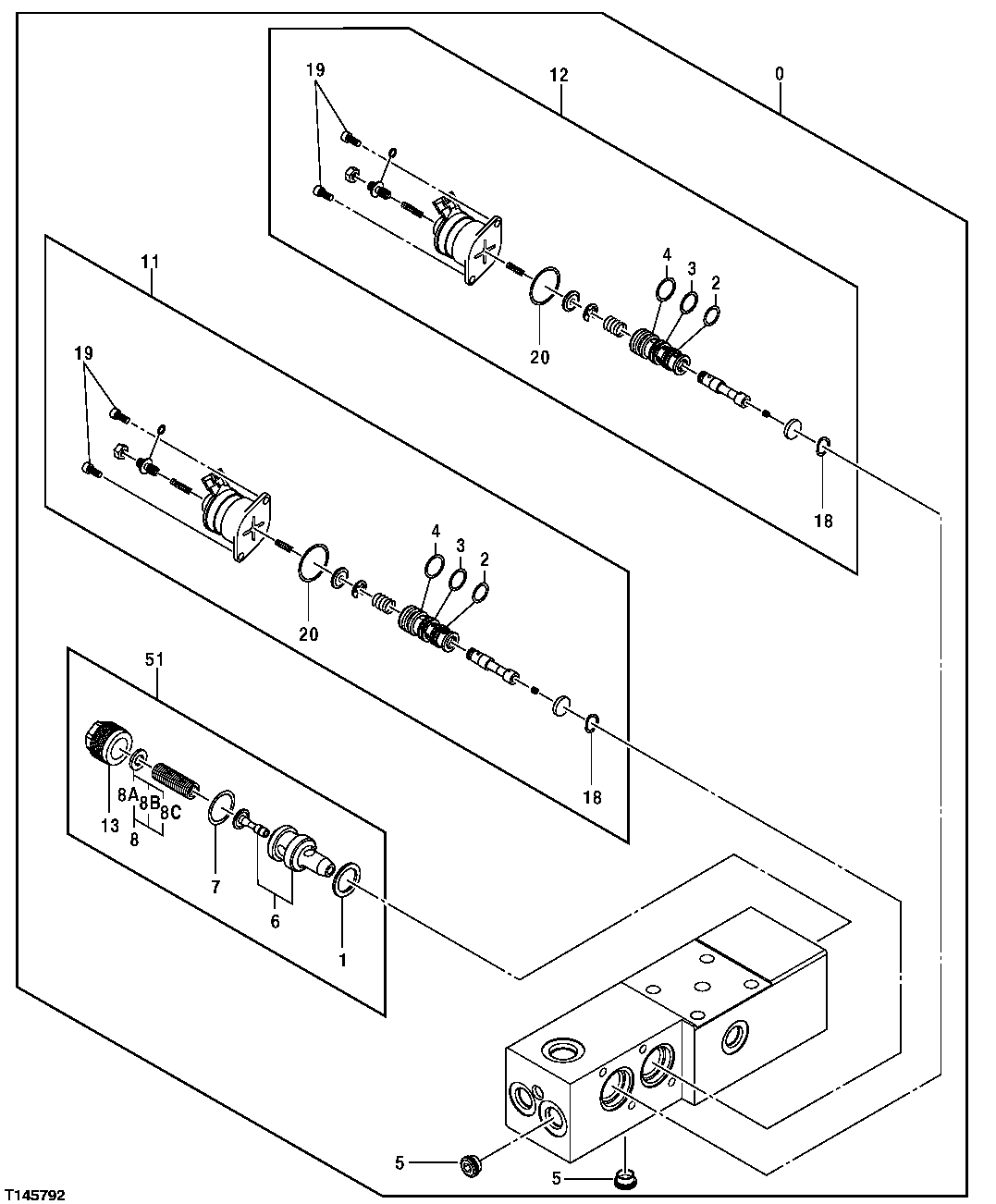 Схема запчастей John Deere 30CLC - 341 - SOLENOID VALVE MANIFOLD (PILOT FILTER) 3360 HYDRAULIC SYSTEM