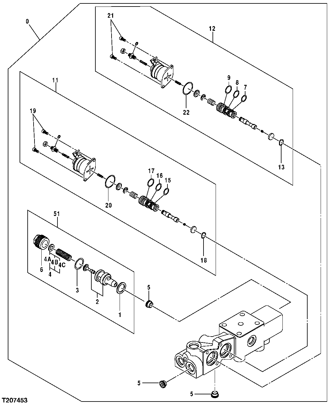 Схема запчастей John Deere 30CLC - 342 - SOLENOID VALVE MANIFOLD (PILOT FILTER) 3360 HYDRAULIC SYSTEM