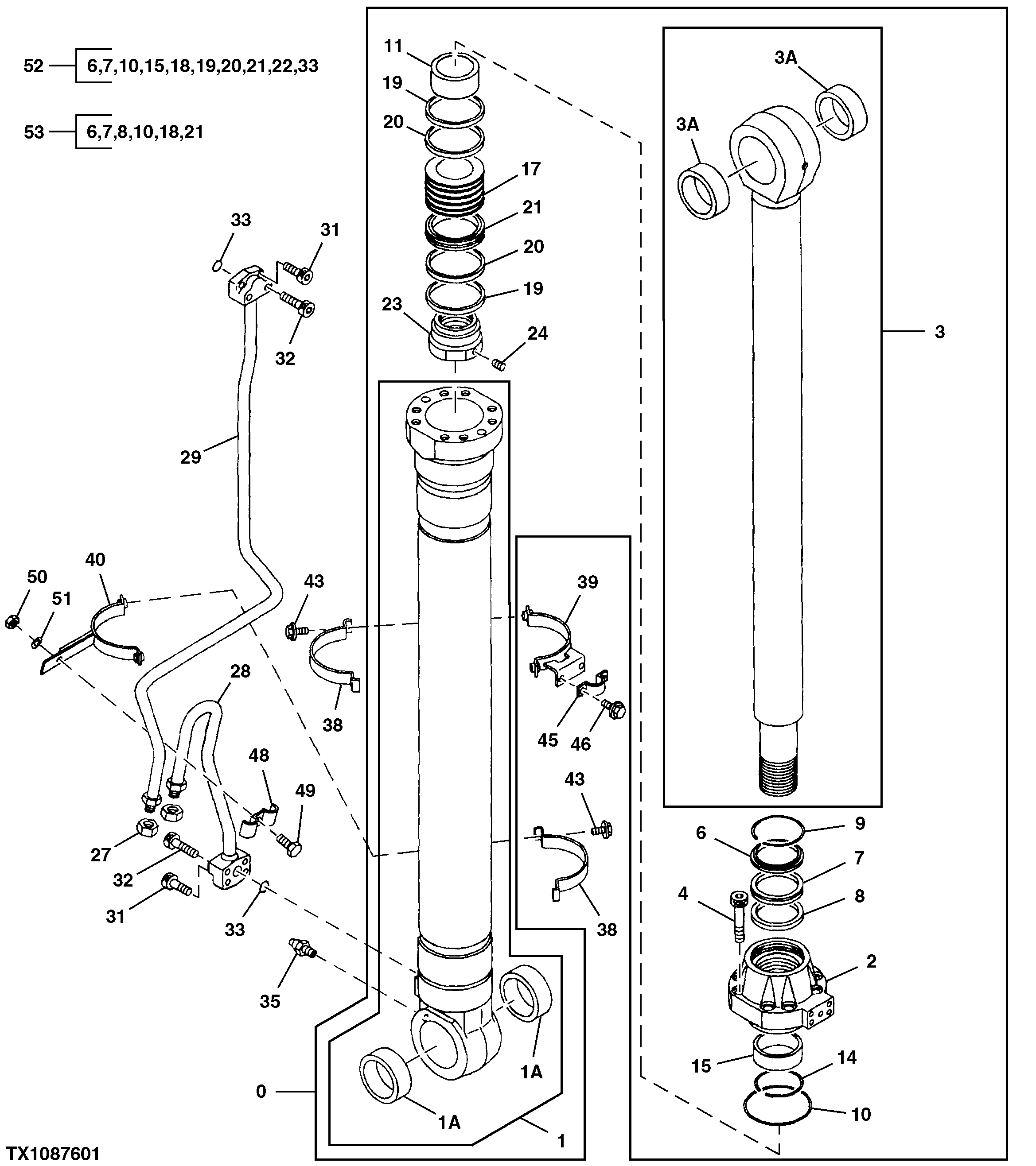 Схема запчастей John Deere 30CLC - 365 - RIGHT BOOM CYLINDER (370C) (SN -083162) 3360 HYDRAULIC SYSTEM