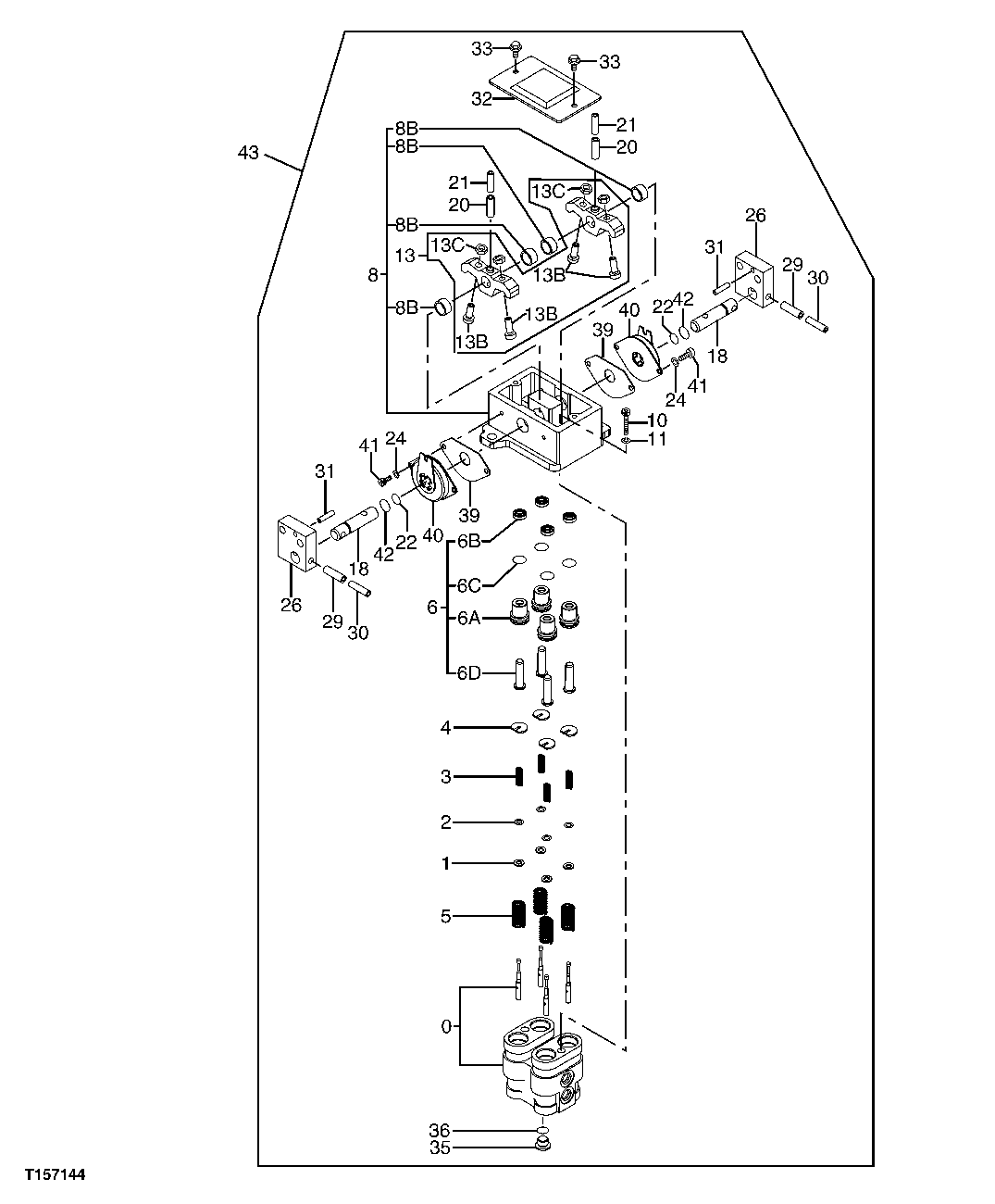 Схема запчастей John Deere 60C LC - 10 - PROPEL PILOT VALVE 0262 VALVES