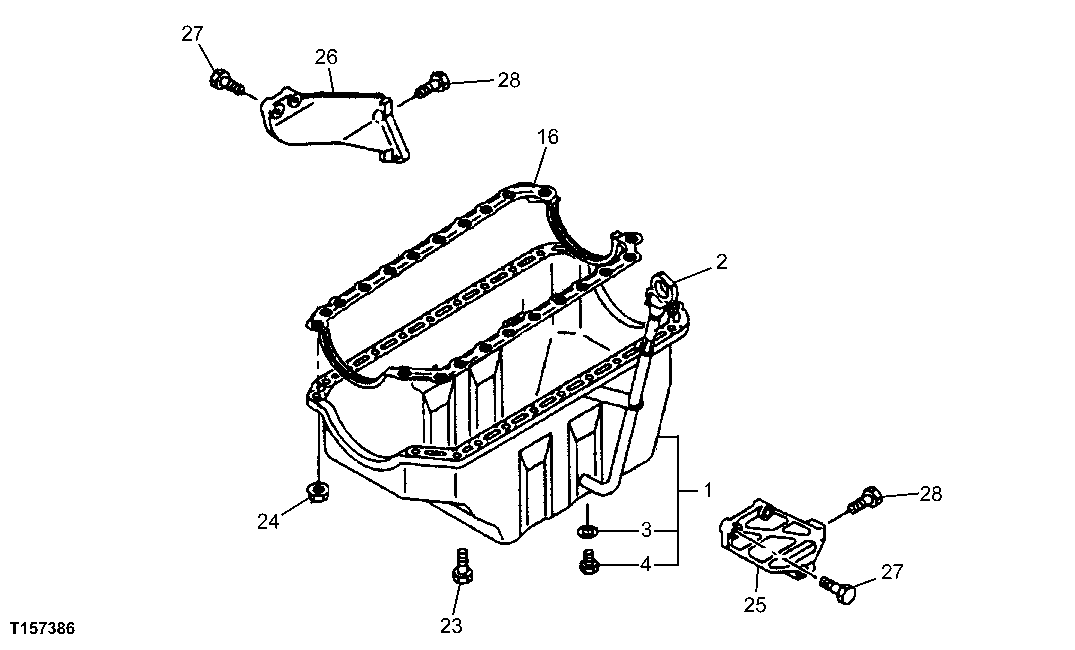 Схема запчастей John Deere 60C LC - 26 - ENGINE OIL PAN 0407 ENGINE OILING SYSTEM