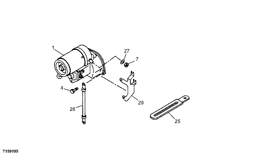 Схема запчастей John Deere 60C LC - 44 - STARTER 0422 STARTING MOTOR & FASTENINGS