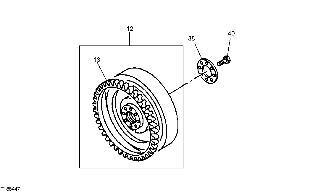 Схема запчастей John Deere 60C LC - 47 - FLYWHEEL 0433 FLYWHEEL, HOUSING & FASTENINGS