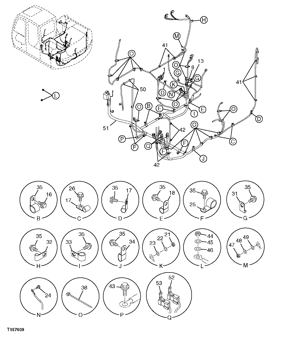 Схема запчастей John Deere 60C LC - 67 - MACHINE WIRING HARNESS 1674 WIRING HARNESS AND SWITCHES