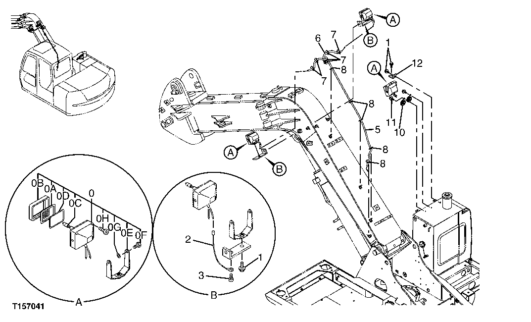 Схема запчастей John Deere 60C LC - 69 - BOOM LIGHT (OFFSET BOOM) 1674 WIRING HARNESS AND SWITCHES