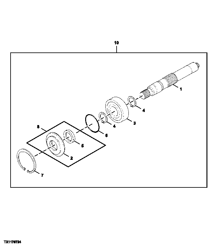 Схема запчастей John Deere 60C LC - 179 - HYDRAULIC PUMP SHAFT COMPONENTS (PUMPS 1 AND 2) 3361 HYDRAULIC PUMP