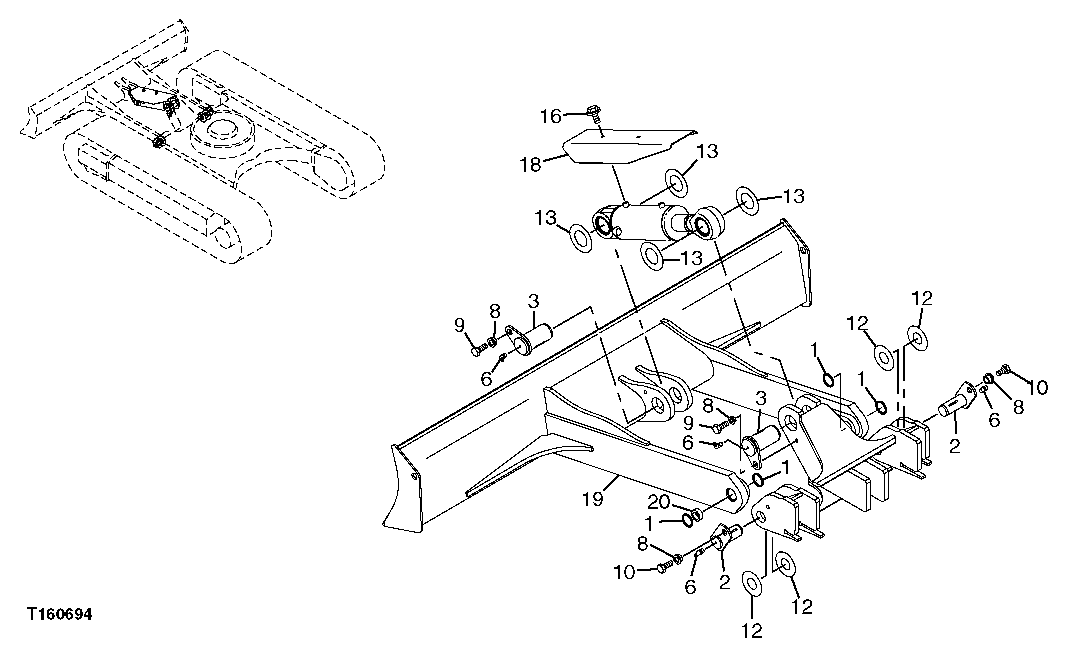 Схема запчастей John Deere 60C LC - 251 - BLADE CYLINDER COMPONENTS 3401 BLADE