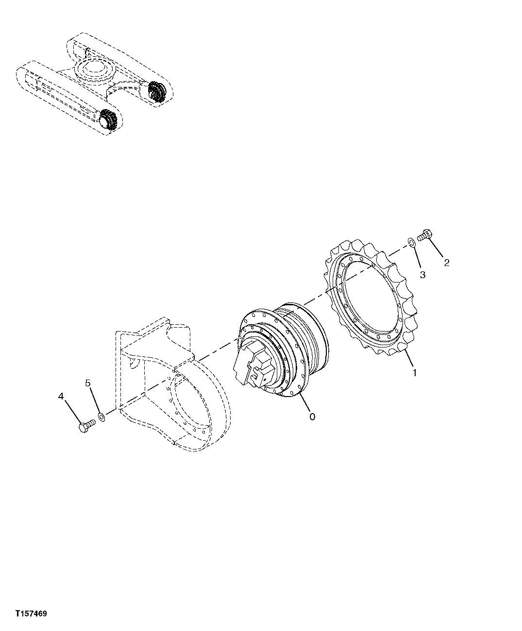 Схема запчастей John Deere 2054 - 14 - PROPEL GEARBOX MOUNTING AND SPROCKET 0260 AXLES, DIFF. & SUSP. SYS. HYD. (INCL. FWD)