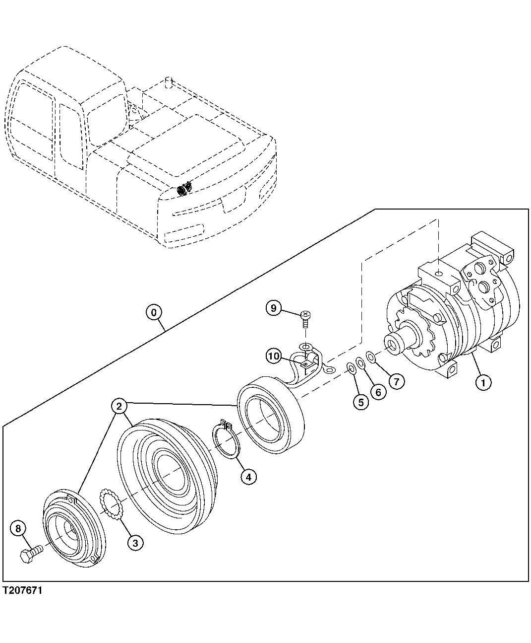 Схема запчастей John Deere 2054 - 132 - Air Conditioner Compressor Components 1830 HEATING AND AIR CONDITIONING