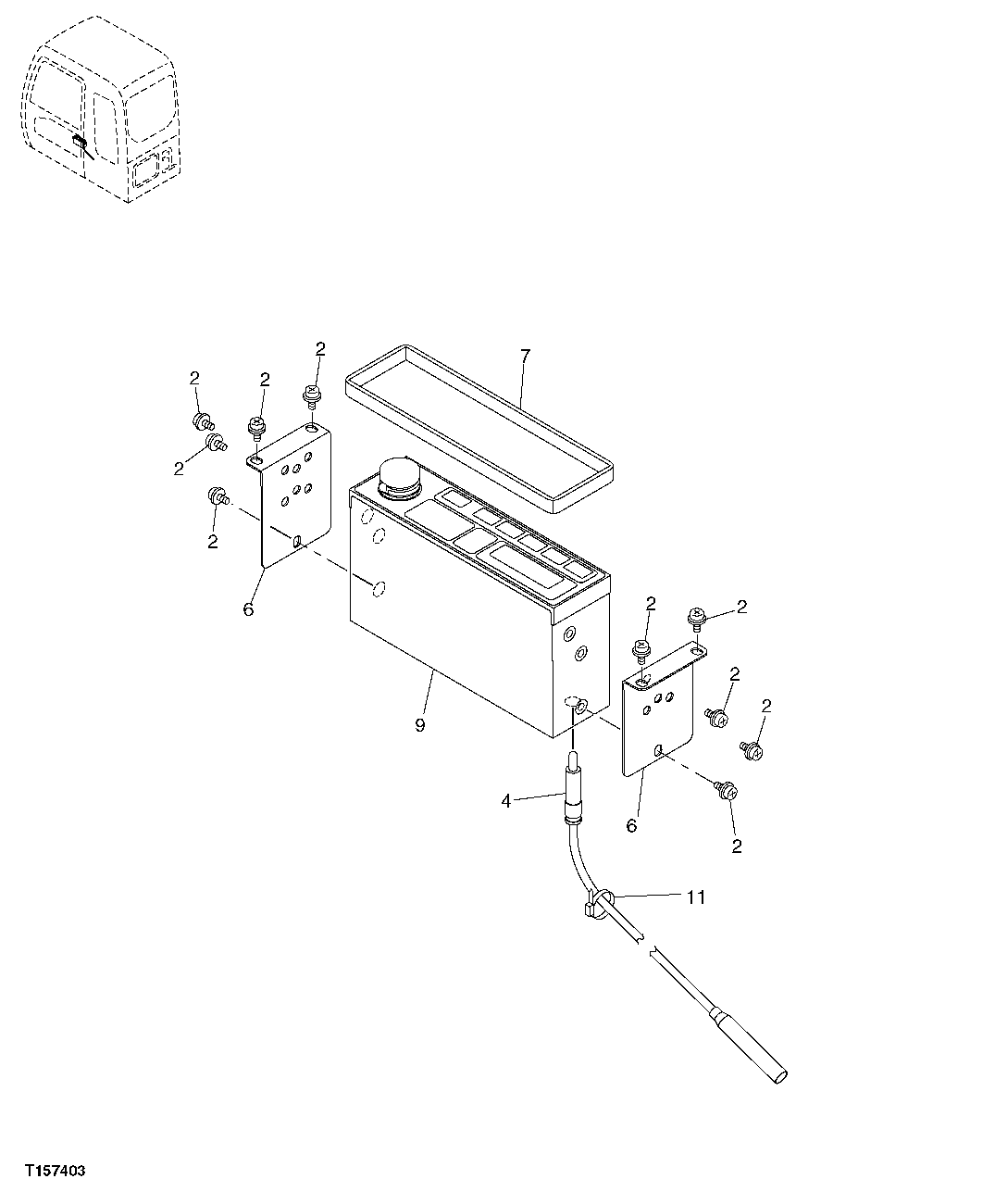Схема запчастей John Deere 2054 - 148 - RADIO, MOUNTING BRACKETS, AND WIRING HARNESS 2001 RADIO