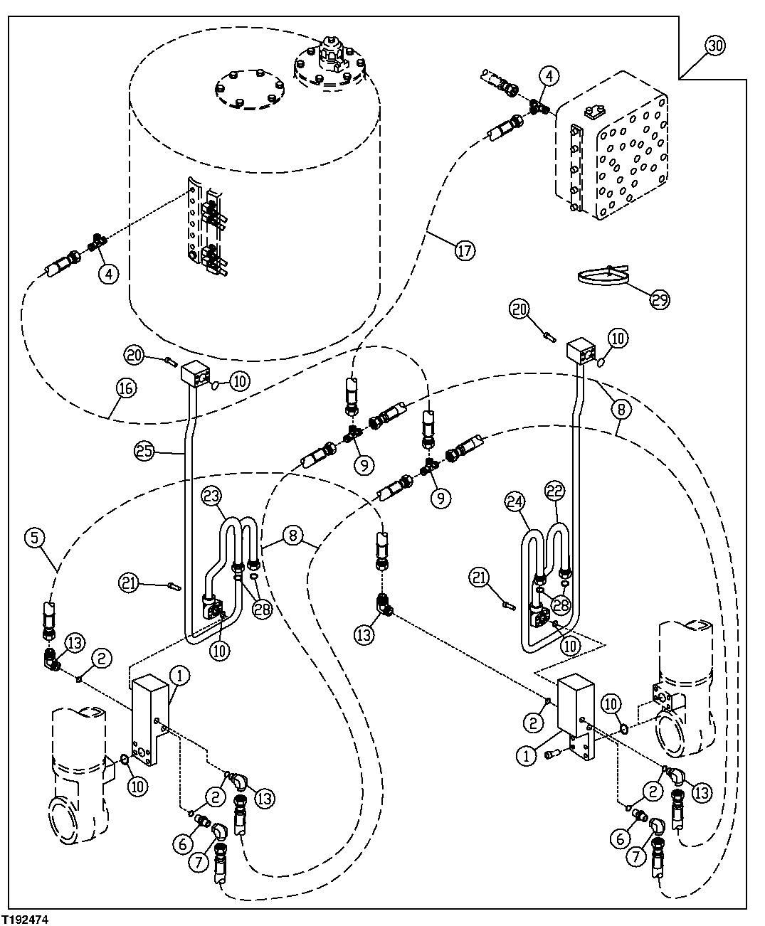 Схема запчастей John Deere 2054 - 199 - BOOM ANTI-DRIFT KIT 3360 HYDRAULIC SYSTEM