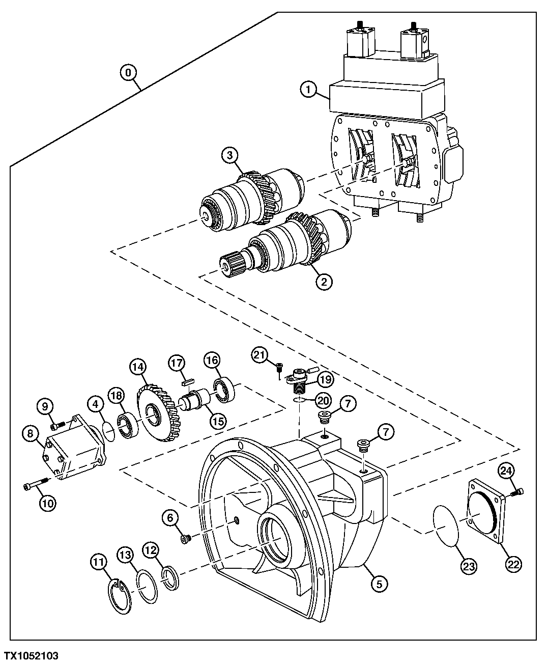 Схема запчастей John Deere 2054 - 201 - MAIN HYDRAULIC PUMP COMPONENTS 3361 HYDRAULIC PUMP