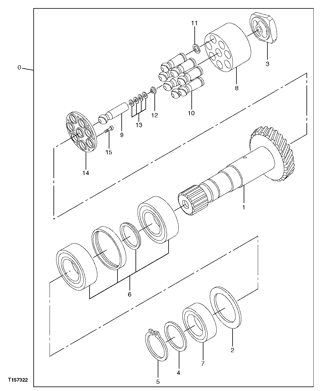 Схема запчастей John Deere 2054 - 204 - HYDRAULIC PUMP PISTON ASSEMBLY (INSTALLED ON REAR OF MACHINE) 3361 HYDRAULIC PUMP