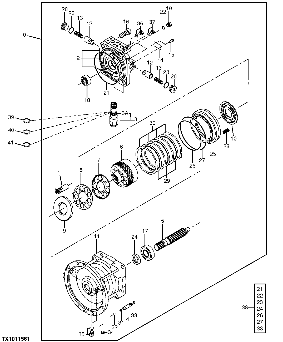 Схема запчастей John Deere 2054 - 261 - SWING MOTOR COMPONENTS 4367 MOTORS