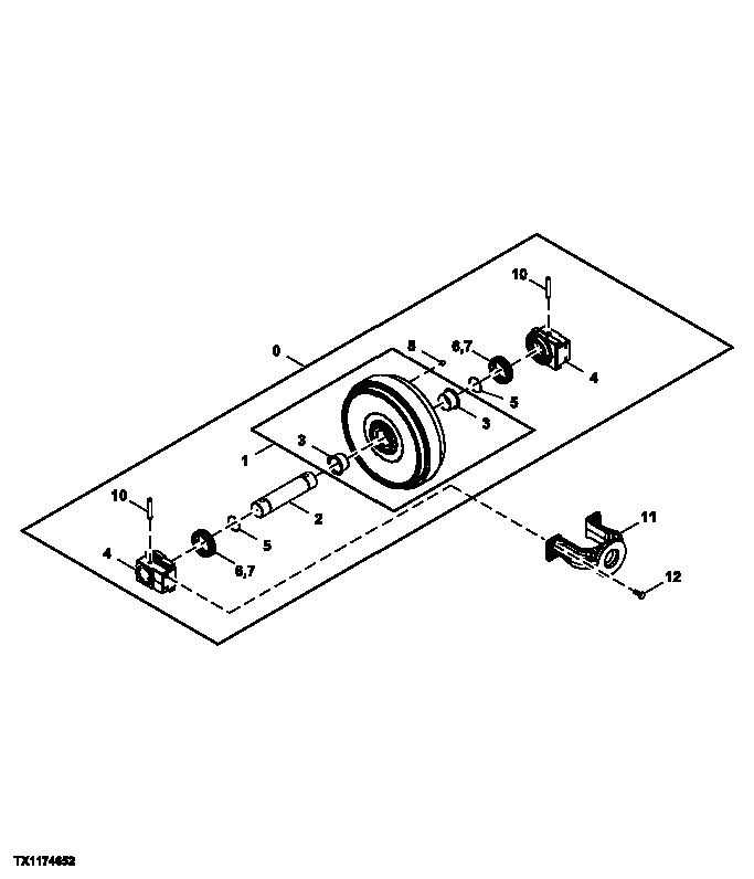 Схема запчастей John Deere 554 - 1 - Track Chain Idler 0130 TRACK SYSTEMS