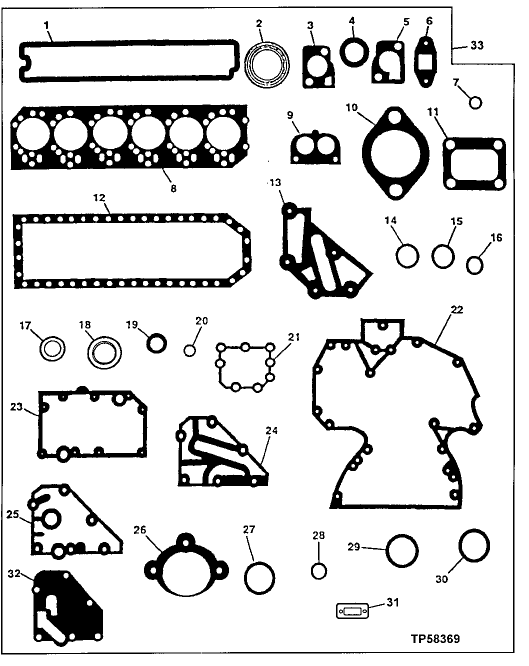 Схема запчастей John Deere 554 - 186 - 9901 ENGINE GASKET SET, OVERHAUL 0400C Engine 6068HT064-RE528094 6068HT064
