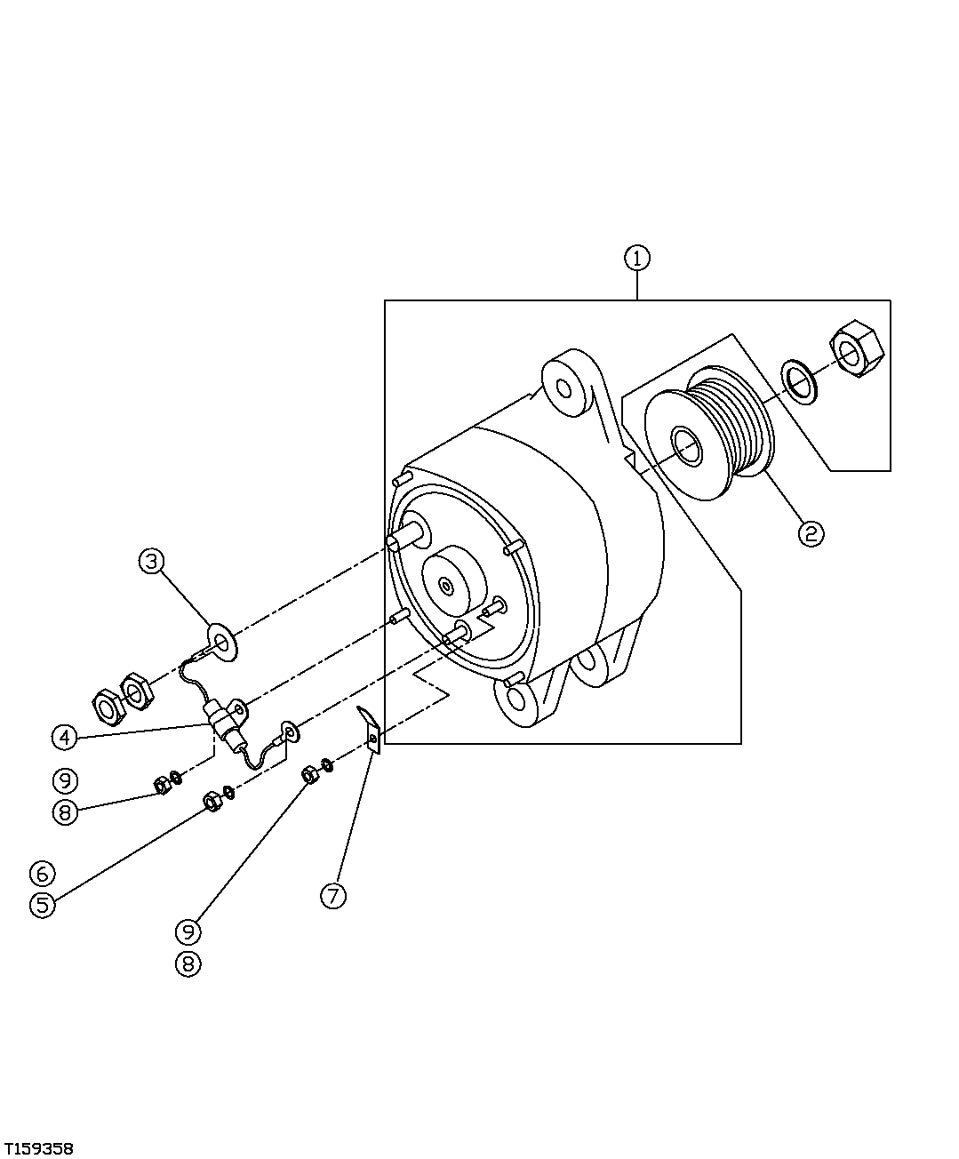Схема запчастей John Deere 554 - 220 - ALTERNATOR (HEAVY DUTY 80 AMP)(SN -200269) 1672 ALTERNATOR