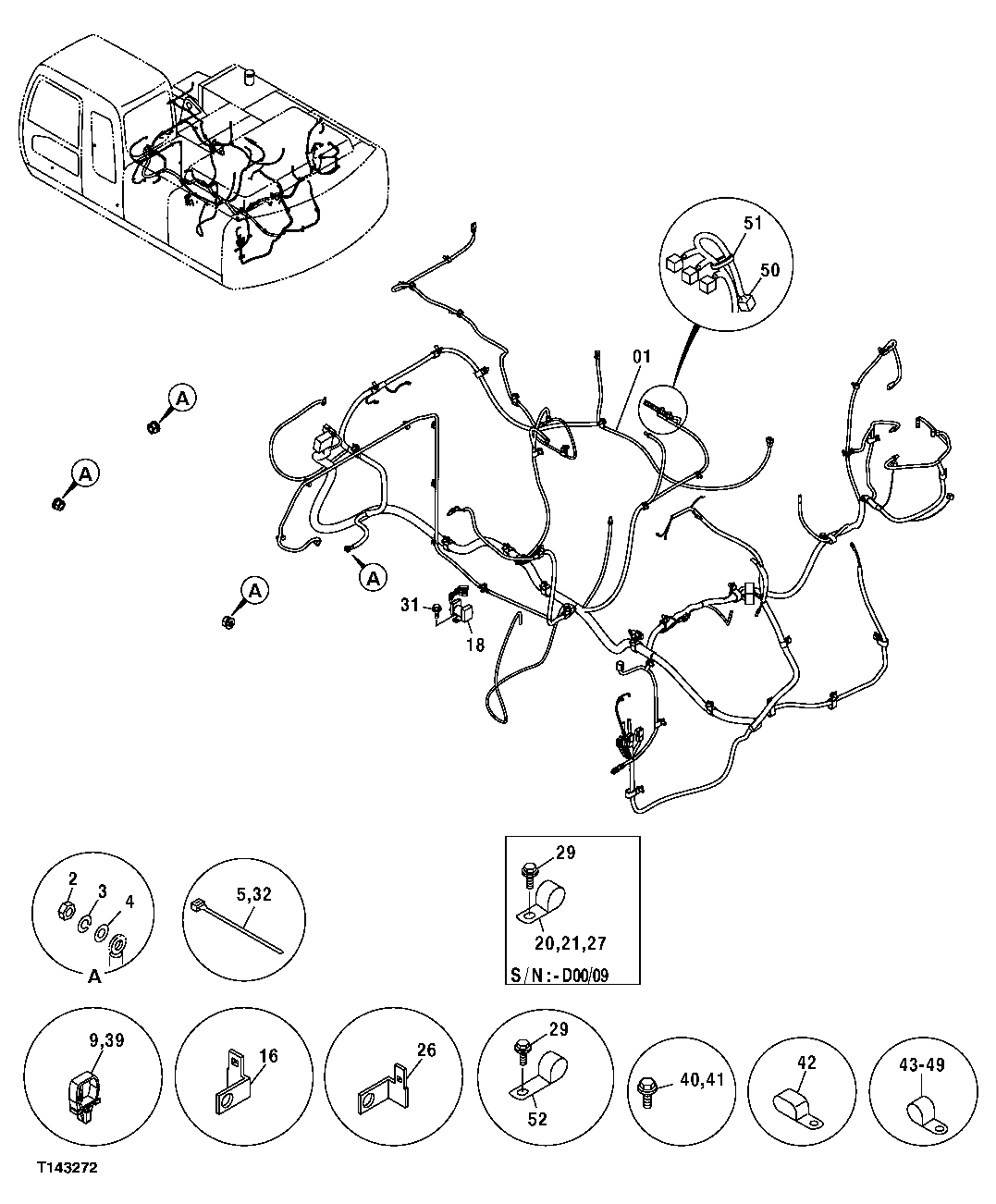 Схема запчастей John Deere 554 - 242 - VEHICLE MAIN WIRING HARNESS AND MOUNTING 1674 WIRING HARNESS AND SWITCHES