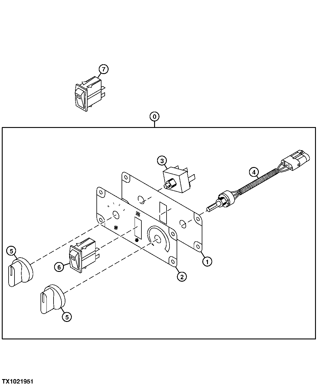 Схема запчастей John Deere 554 - 290 - REAR ENTRY CAB HVAC CONTROLLER COMPONENTS 1674C REAR ENTRY CAB WIRING HARNESS AND SWITCHES