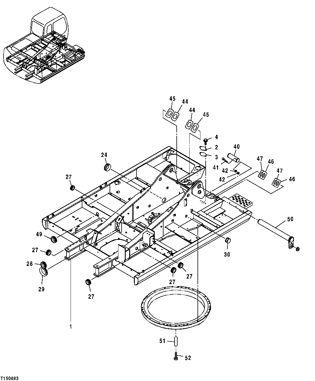 Схема запчастей John Deere 554 - 292 - MAIN FRAME, BOOM PIN, AND BOOM CYLINDER PINS 1740 FRAME INSTALLATION