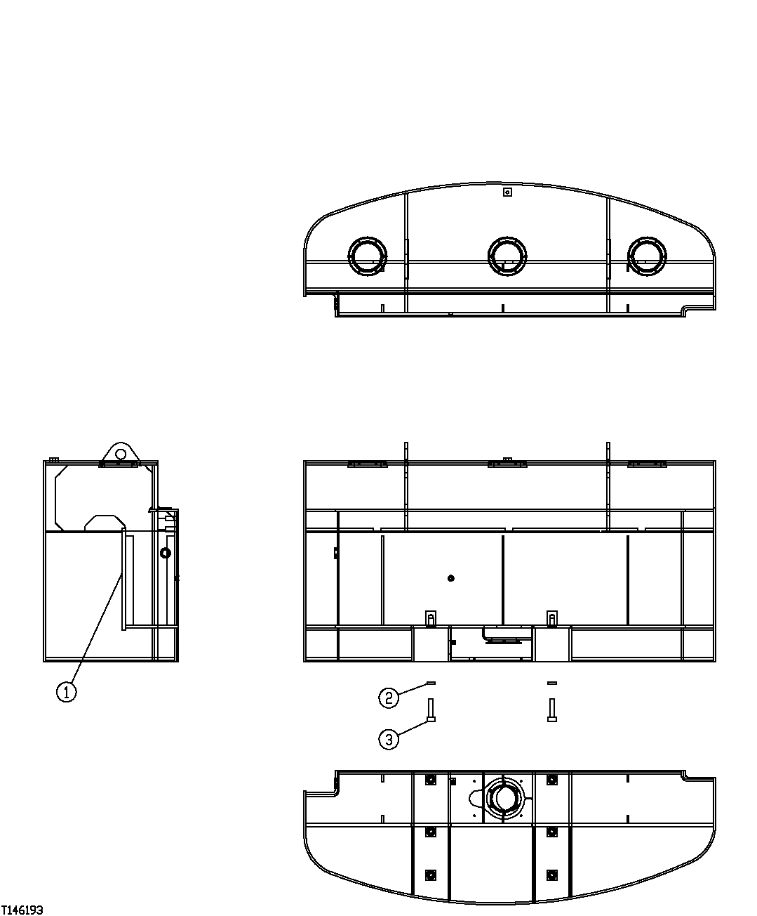 Схема запчастей John Deere 554 - 297 - COUNTERWEIGHT WITH FUEL TANK (SN. -200065) 1749 CHASSIS WEIGHTS