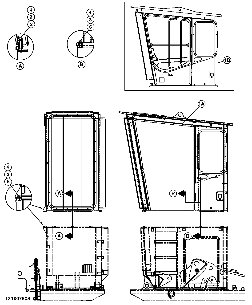 Схема запчастей John Deere 554 - 334 - FORESTRY CAB FRAME 1810B FORESTRY CAB