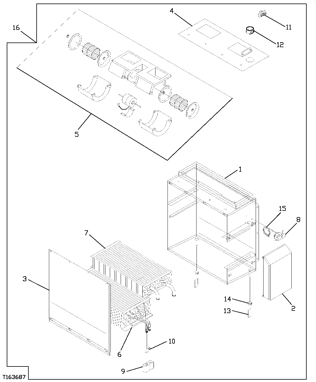 Схема запчастей John Deere 554 - 417 - REAR ENTRY CAB HEATER AND AIR CONDITIONING UNIT COMPONENTS 1830C REAR ENTRY CAB HEATING AND AIR CONDITIONING