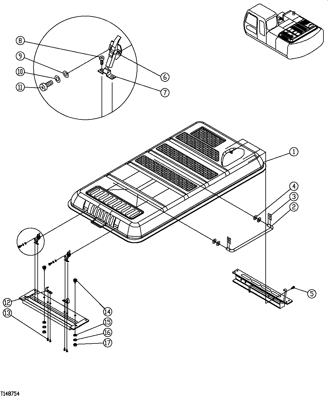 Схема запчастей John Deere 554 - 422 - ENGINE HOOD LATCH AND MOUNTING (SN -200488) 1910 HOOD OR ENGINE ENCLOSURE