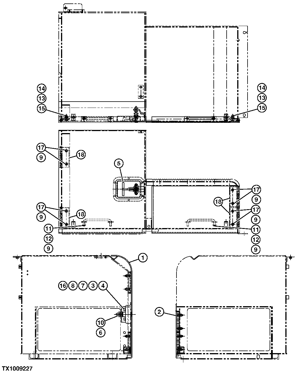 Схема запчастей John Deere 554 - 440 - TOOLBOX DOOR, LATCH AND LOCK (SN 200013- ) 1910 HOOD OR ENGINE ENCLOSURE