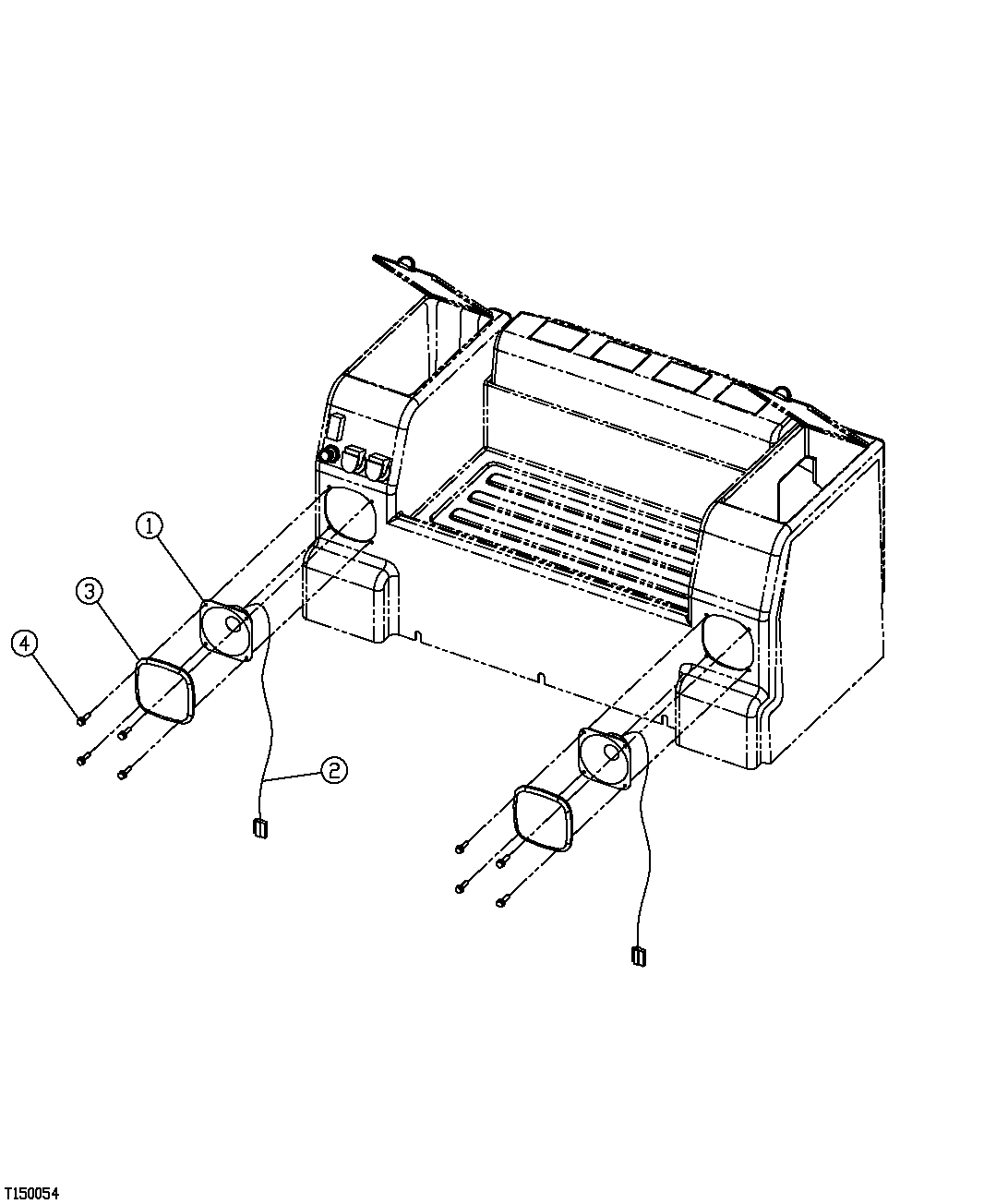 Схема запчастей John Deere 554 - 447 - RADIO SPEAKERS AND SPEAKER WIRING HARNESS 2001 RADIO