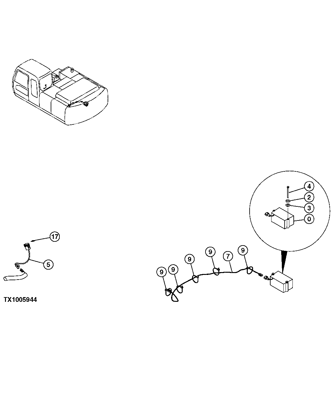 Схема запчастей John Deere 554 - 450 - PROPEL MOTION ALARM AND WIRING HARNESS 2004 WARNING DEVICES INCLUDING HORN AND REVERSE ALARM