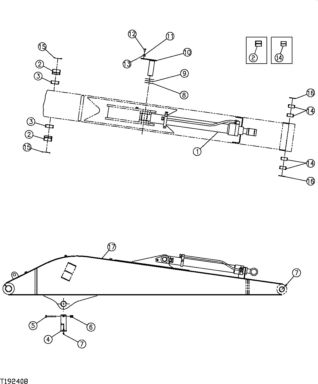 Схема запчастей John Deere 554 - 482 - VALVE IN HEAD ARM, PINS AND BUSHINGS 3340 BACKHOE AND EXCAVATOR FRAMES