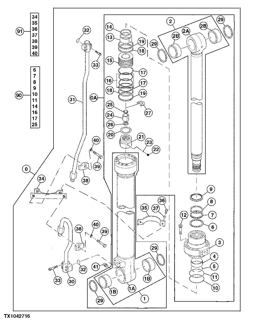 Схема запчастей John Deere 554 - 523 - LOG LOADER ARM CYLINDER (SN 200496- ) 3360 HYDRAULIC SYSTEM