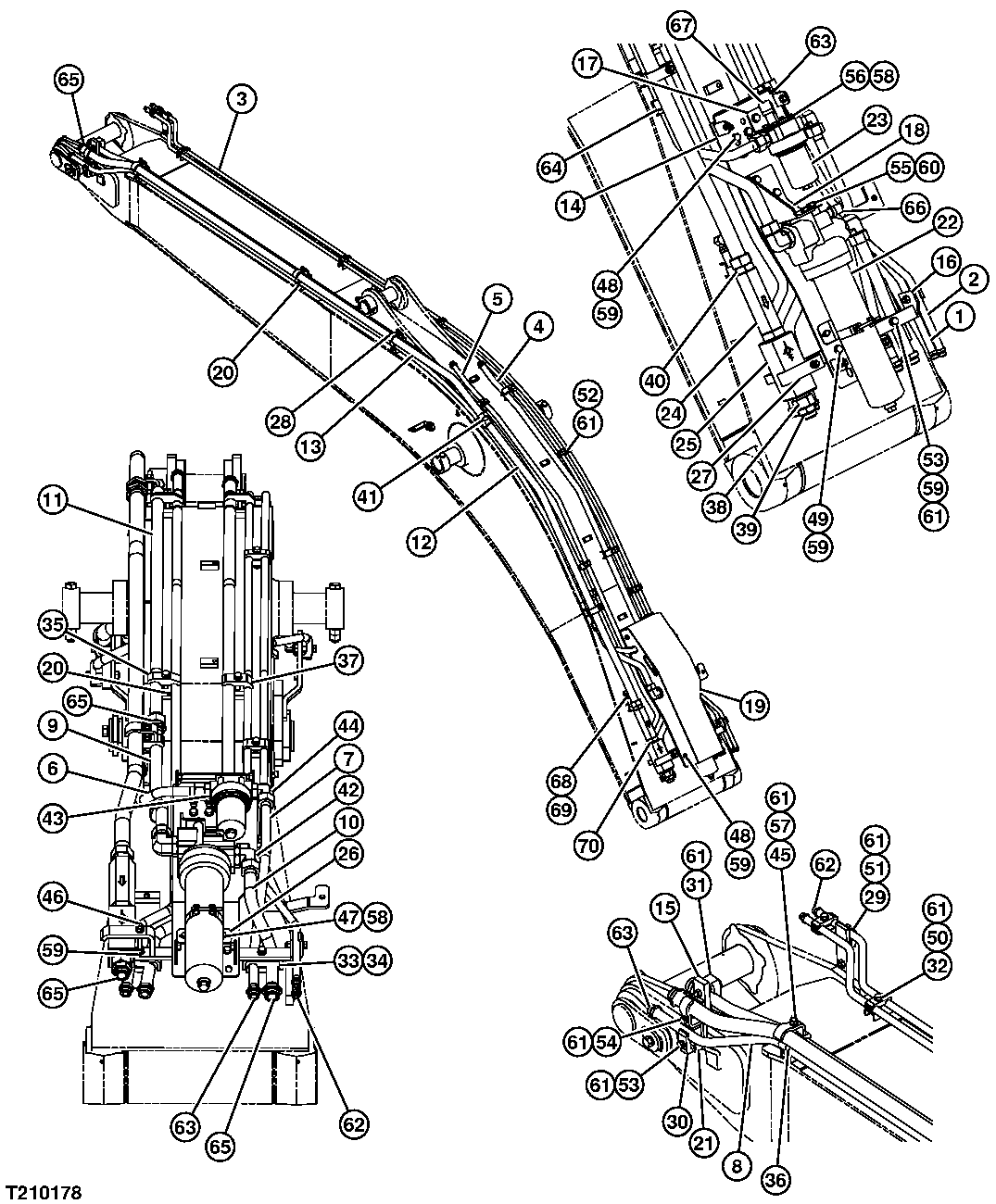 Схема запчастей John Deere 554 - 576 - Boom Lines, Processor (200336 - ) 3363 Lines, Hoses & Fittings