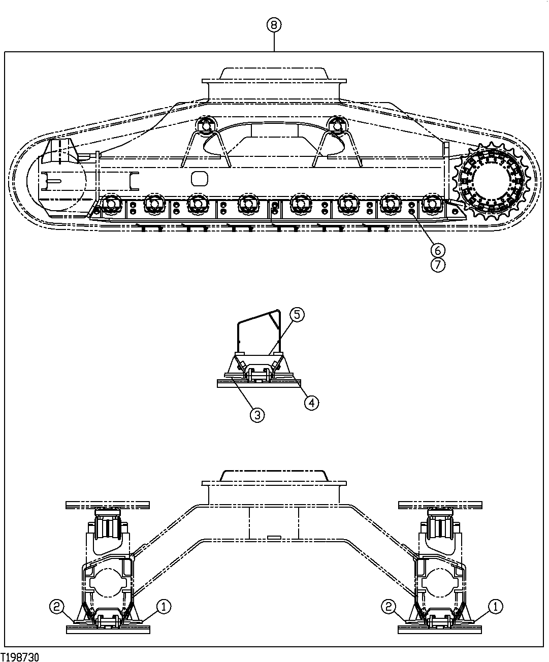 Схема запчастей John Deere 7C ZTS - 17 - ROCKGUARD (STANDARD DRAWBAR)(SERIAL NUMBER 200084- ) 0138 ROCK GUARDS AND TRACK GUIDES