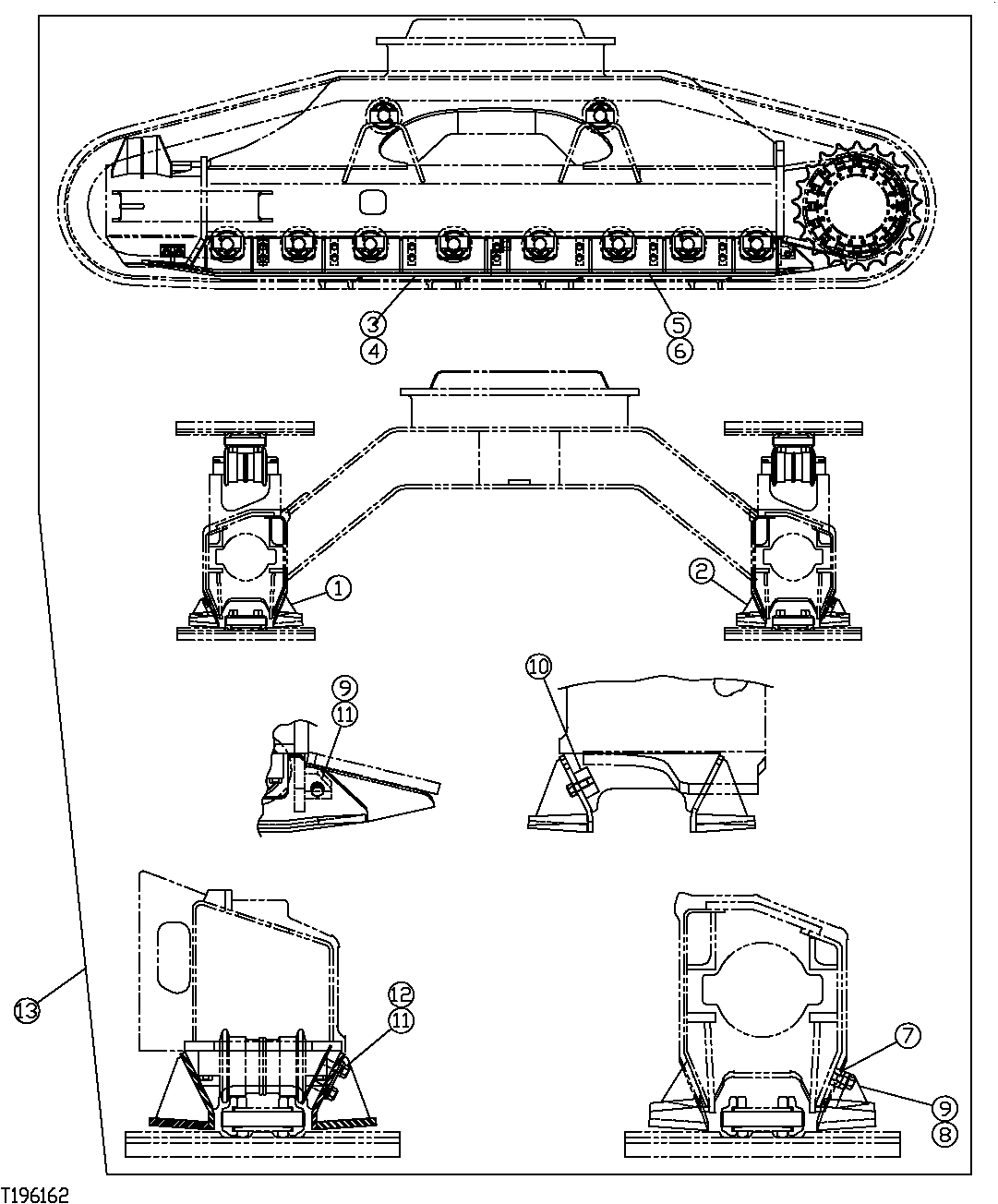 Схема запчастей John Deere 7C ZTS - 18 - ROCKGUARD (HIGH DRAWBAR) (SERIAL NO. 200025-200119) 0138 ROCK GUARDS AND TRACK GUIDES