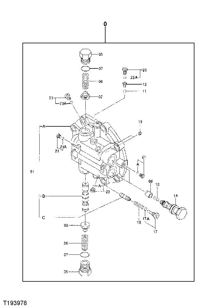 Схема запчастей John Deere 7C ZTS - 35 - PROPEL MOTOR BRAKE VALVE COMPONENTS(HIGH DRAWBAR)(SN 200146- ) 0260 HYDRAULIC SYSTEM